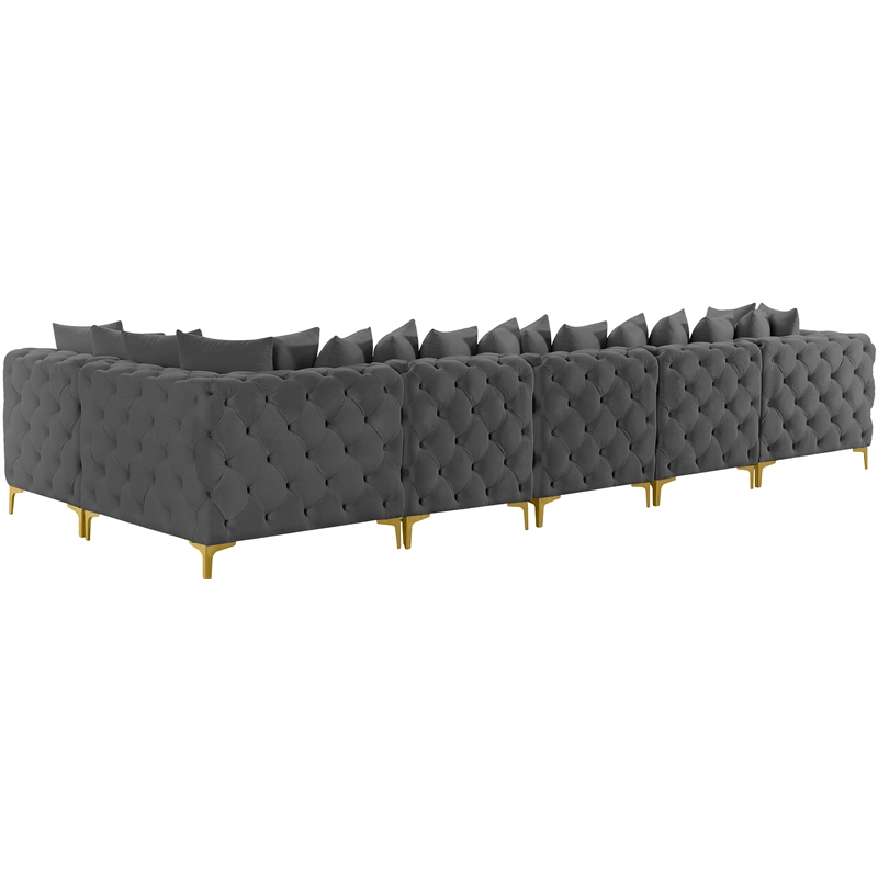 Meridian Furniture Tremblay Grey Velvet Modular Sectional