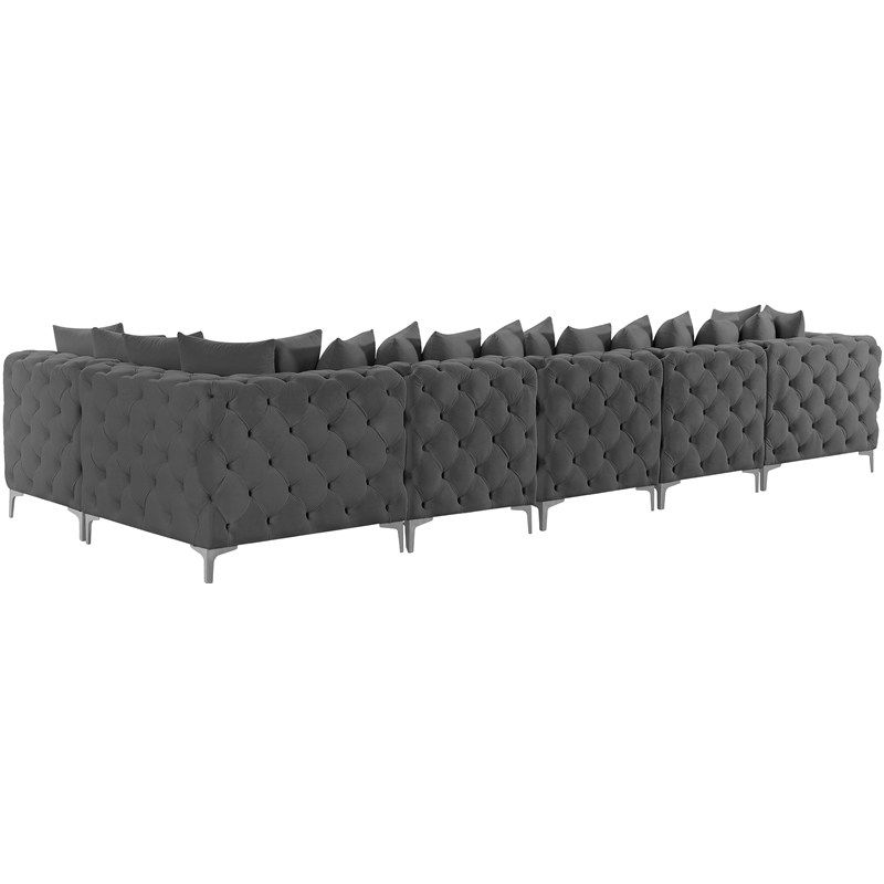 Meridian Furniture Tremblay Grey Velvet Modular Sectional