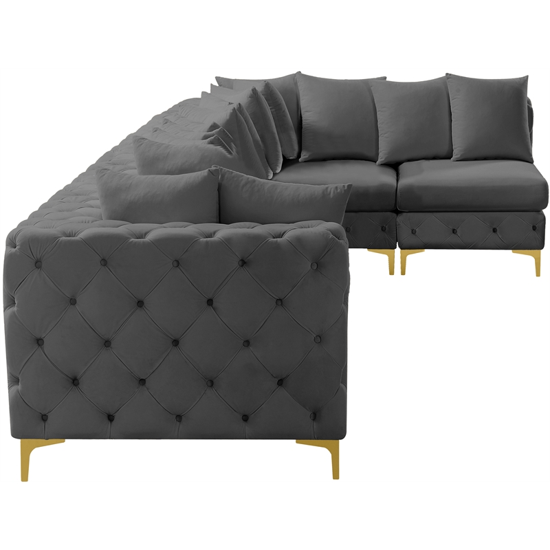 Meridian Furniture Tremblay Grey Velvet Modular Sectional