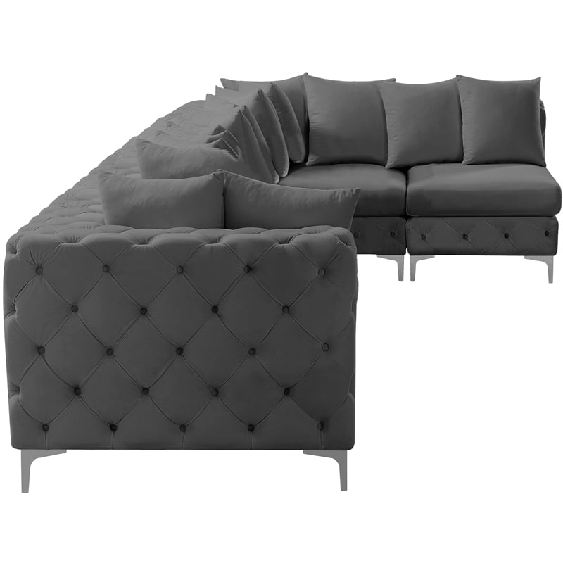 Meridian Furniture Tremblay Grey Velvet Modular Sectional
