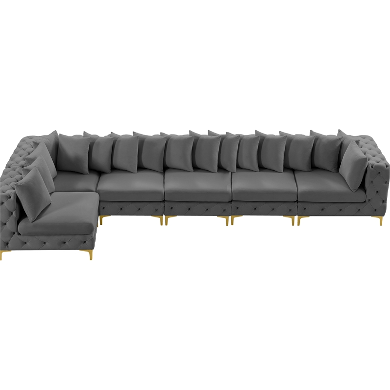 Meridian Furniture Tremblay Grey Velvet Modular Sectional