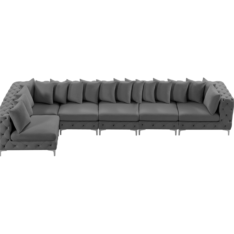 Meridian Furniture Tremblay Grey Velvet Modular Sectional
