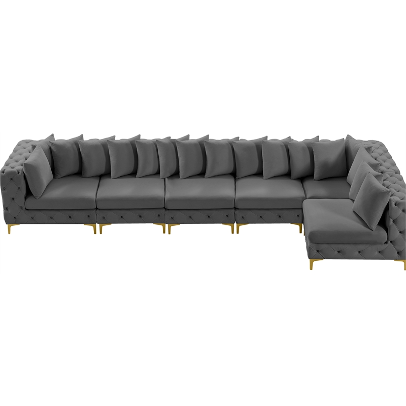 Meridian Furniture Tremblay Grey Velvet Modular Sectional