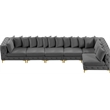 Meridian Furniture Tremblay Grey Velvet Modular Sectional