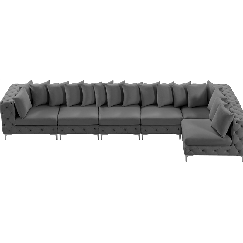 Meridian Furniture Tremblay Grey Velvet Modular Sectional