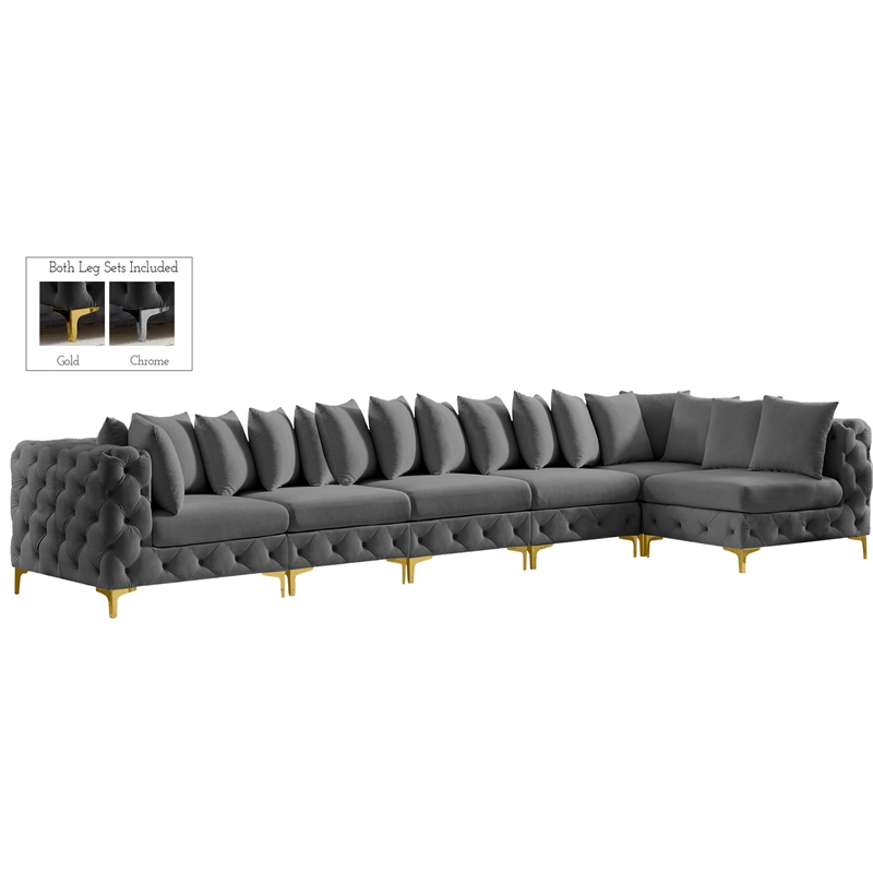 Meridian Furniture Tremblay Grey Velvet Modular Sectional