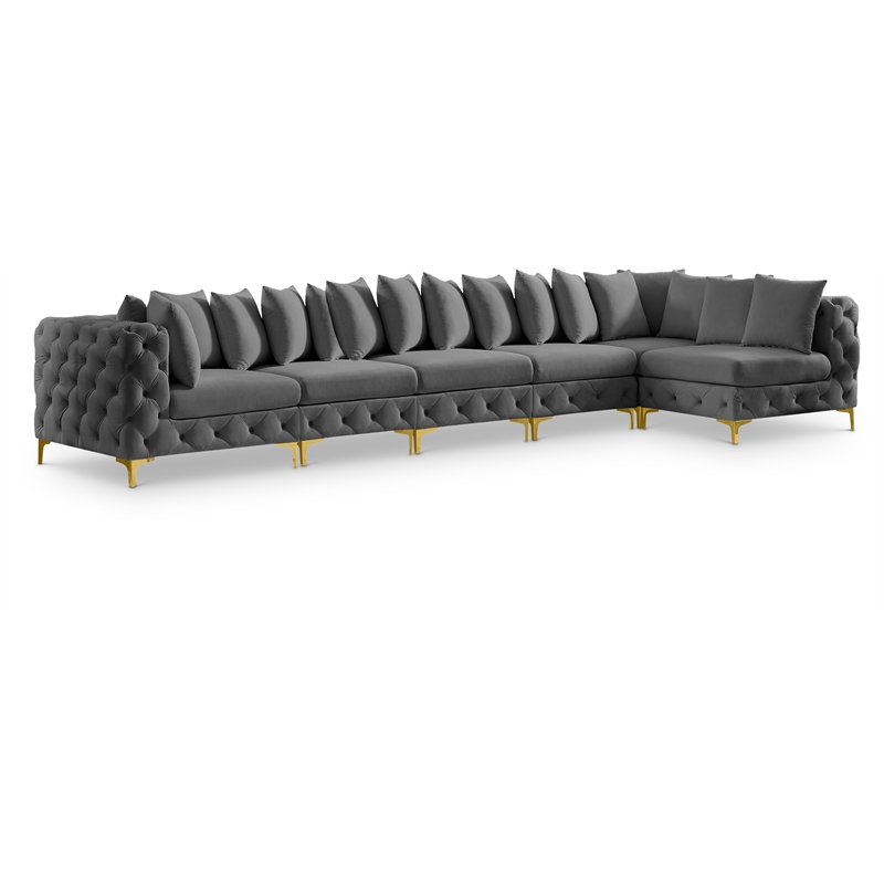 Meridian Furniture Tremblay Grey Velvet Modular Sectional