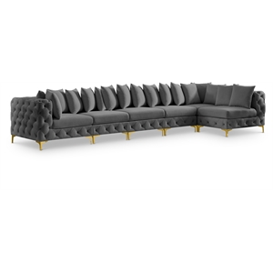 Meridian Furniture Tremblay Grey Velvet Modular Sectional