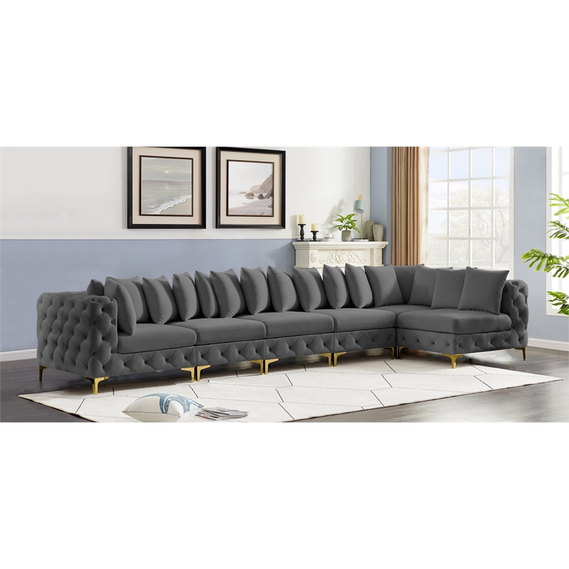 Meridian Furniture Tremblay Grey Velvet Modular Sectional