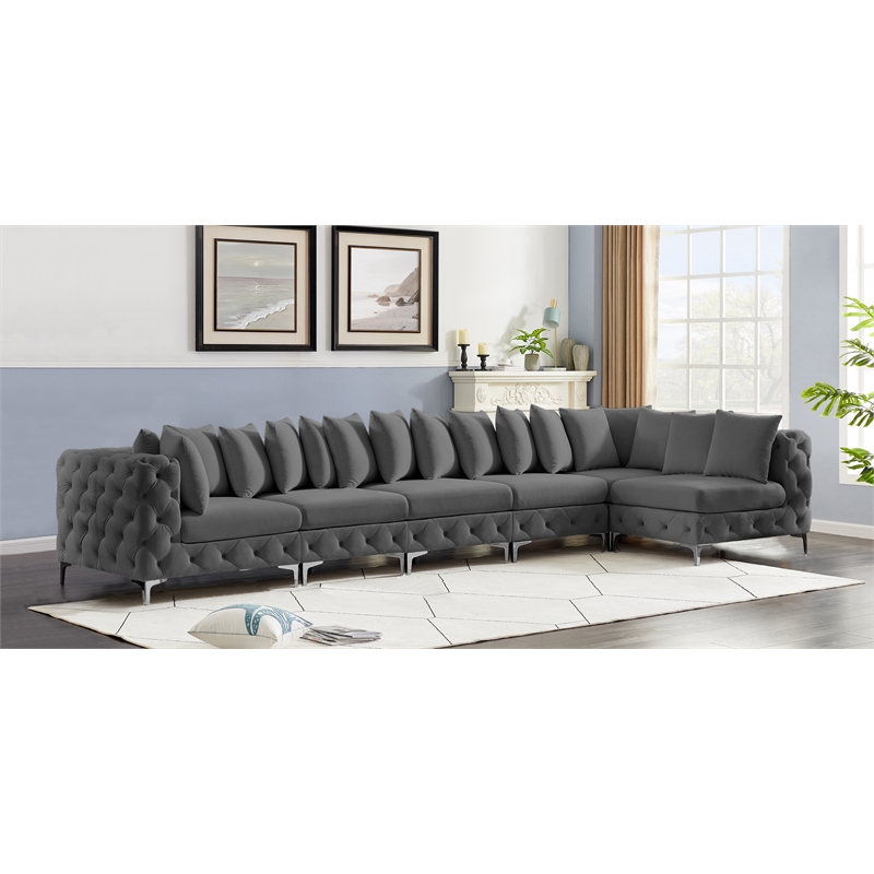 Meridian Furniture Tremblay Grey Velvet Modular Sectional