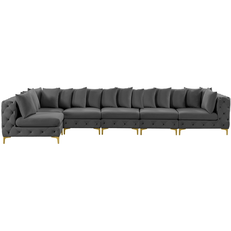 Meridian Furniture Tremblay Grey Velvet Modular Sectional