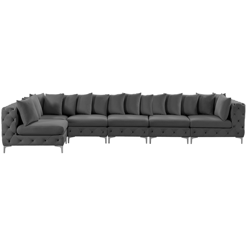 Meridian Furniture Tremblay Grey Velvet Modular Sectional