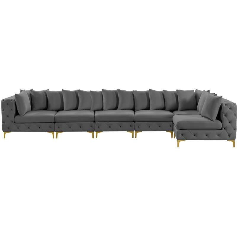 Meridian Furniture Tremblay Grey Velvet Modular Sectional