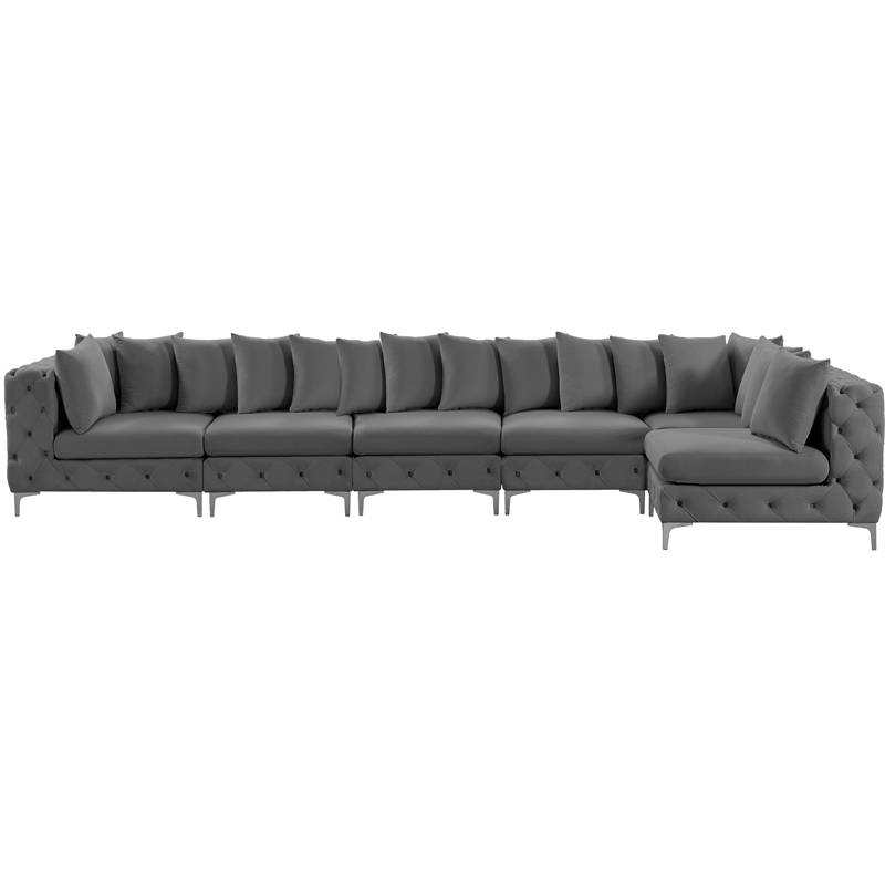 Meridian Furniture Tremblay Grey Velvet Modular Sectional