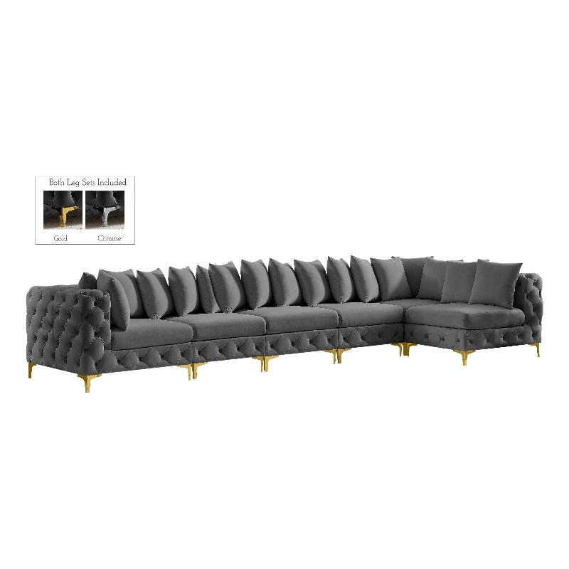 Meridian Furniture Tremblay Grey Velvet Modular Sectional