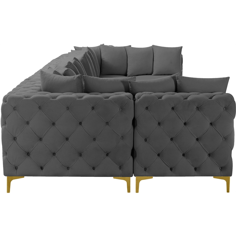 Meridian Furniture Tremblay Grey Velvet Modular Sectional
