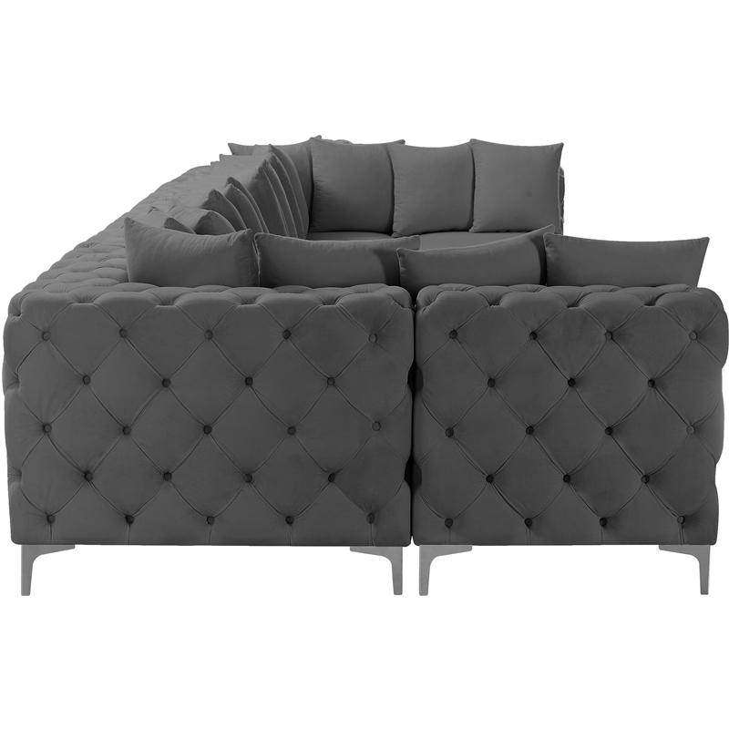 Meridian Furniture Tremblay Grey Velvet Modular Sectional
