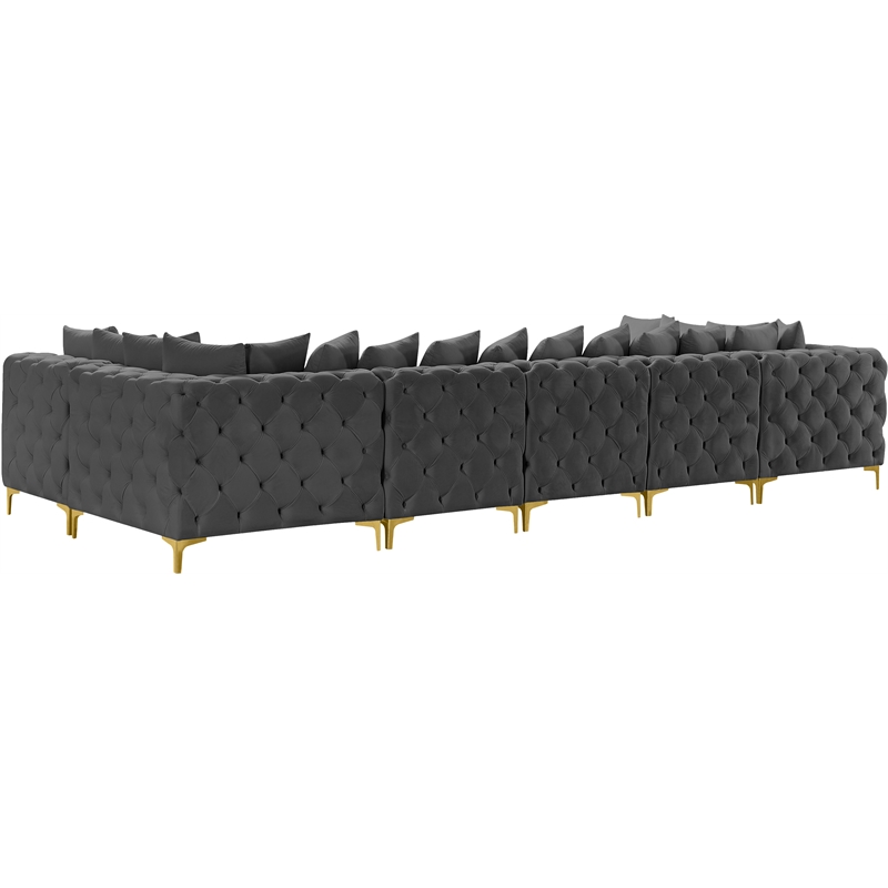 Meridian Furniture Tremblay Grey Velvet Modular Sectional