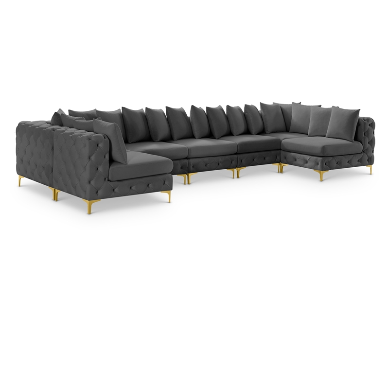 Meridian Furniture Tremblay Grey Velvet Modular Sectional