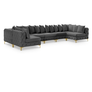 Meridian Furniture Tremblay Grey Velvet Modular Sectional