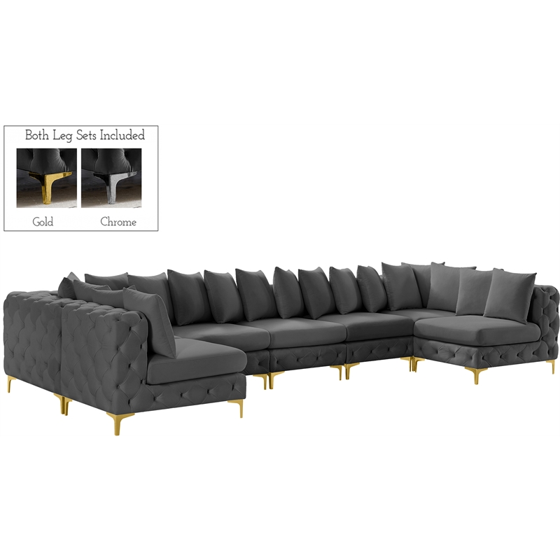 Meridian Furniture Tremblay Grey Velvet Modular Sectional