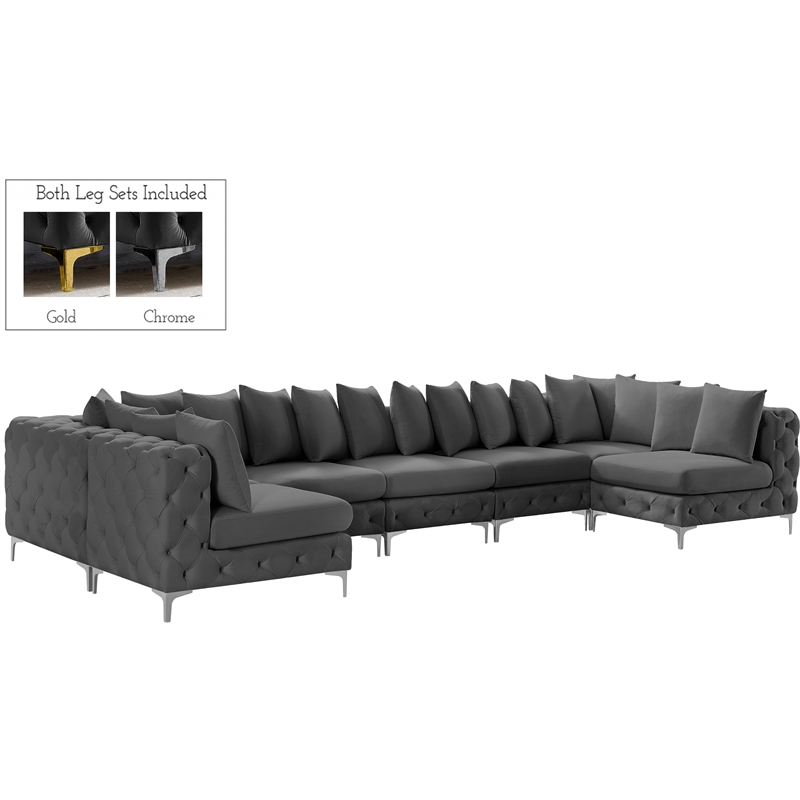 Meridian Furniture Tremblay Grey Velvet Modular Sectional