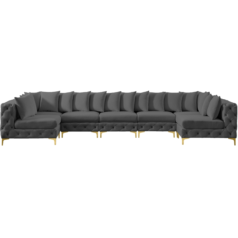 Meridian Furniture Tremblay Grey Velvet Modular Sectional