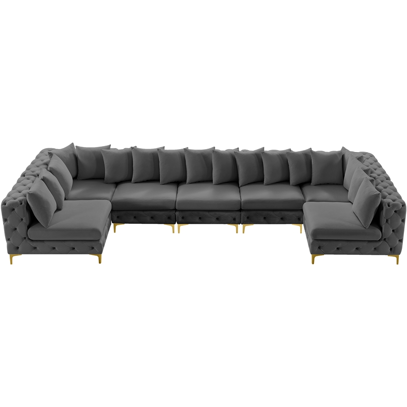 Meridian Furniture Tremblay Grey Velvet Modular Sectional
