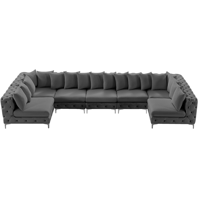 Meridian Furniture Tremblay Grey Velvet Modular Sectional