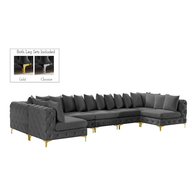 Meridian Furniture Tremblay Grey Velvet Modular Sectional