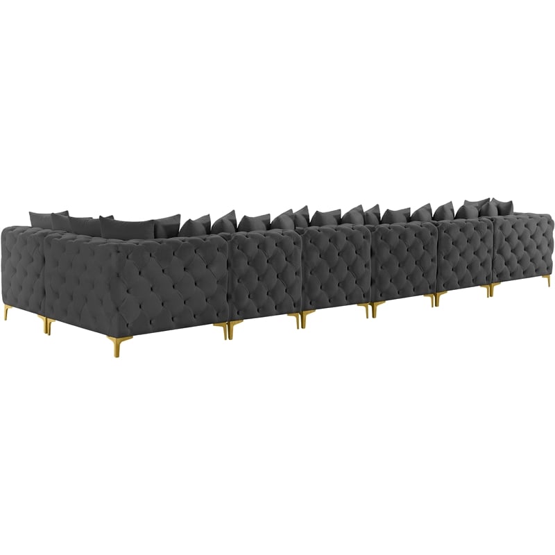 Meridian Furniture Tremblay Grey Velvet Modular Sectional