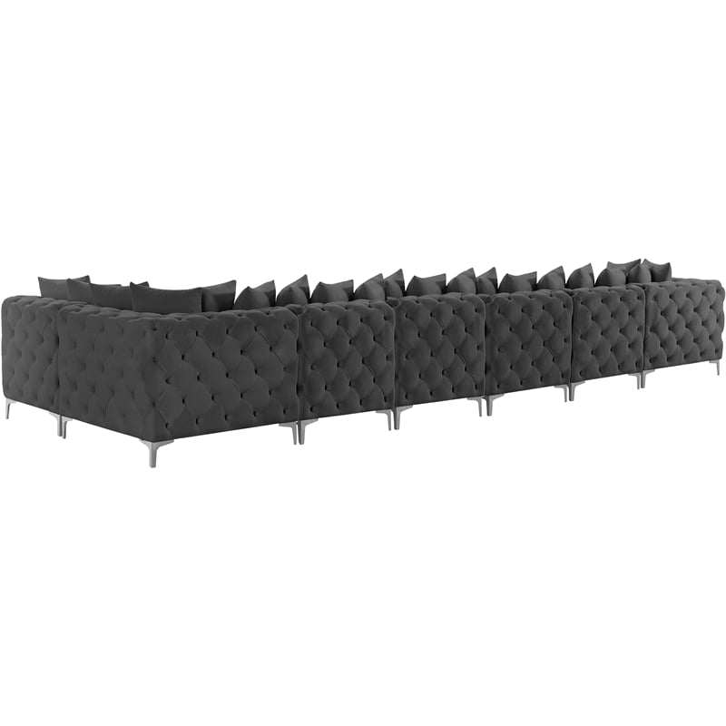 Meridian Furniture Tremblay Grey Velvet Modular Sectional