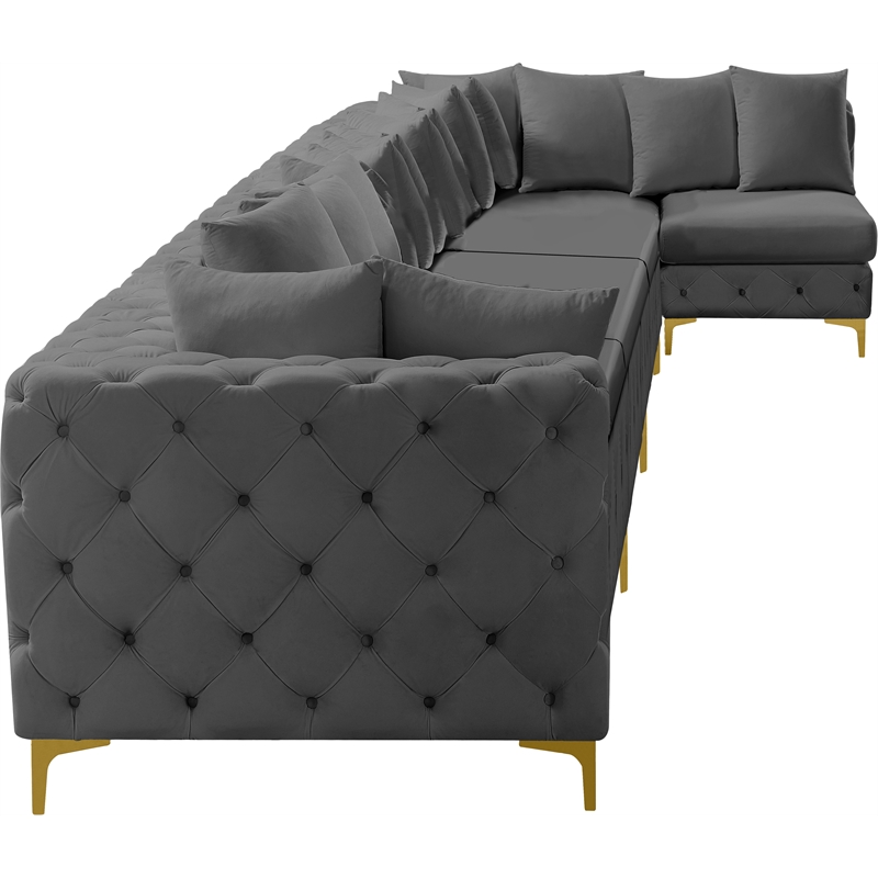 Meridian Furniture Tremblay Grey Velvet Modular Sectional