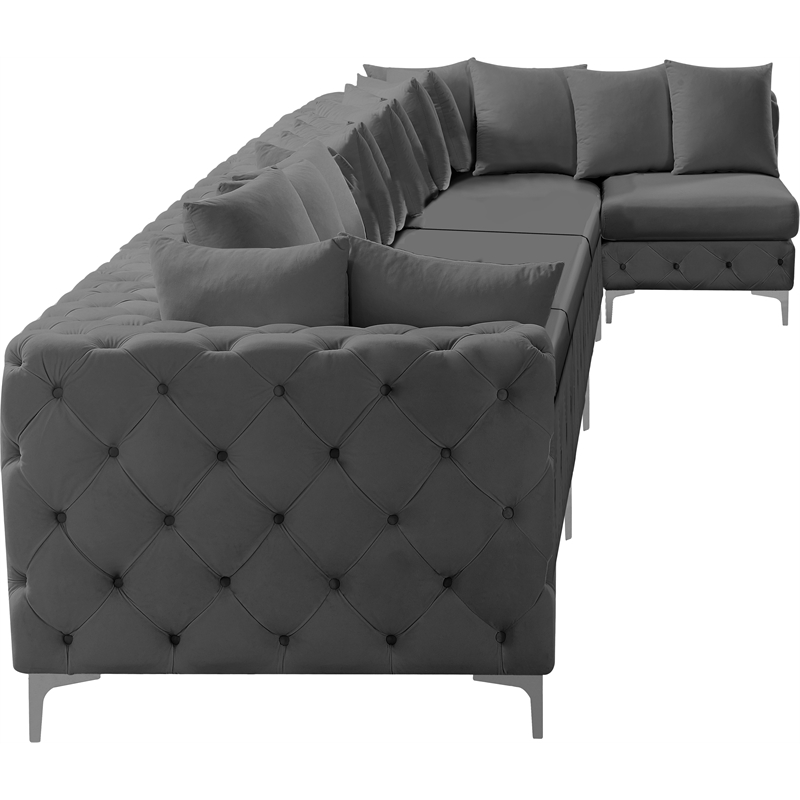 Meridian Furniture Tremblay Grey Velvet Modular Sectional