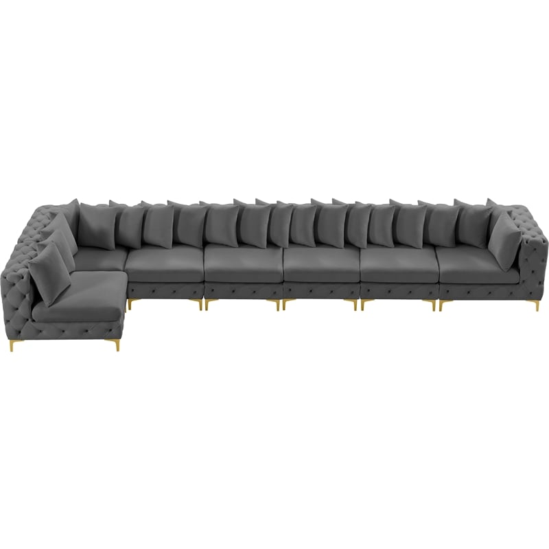 Meridian Furniture Tremblay Grey Velvet Modular Sectional