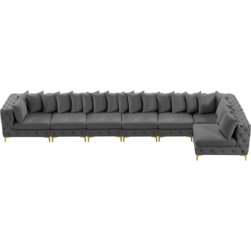 Meridian Furniture Tremblay Grey Velvet Modular Sectional