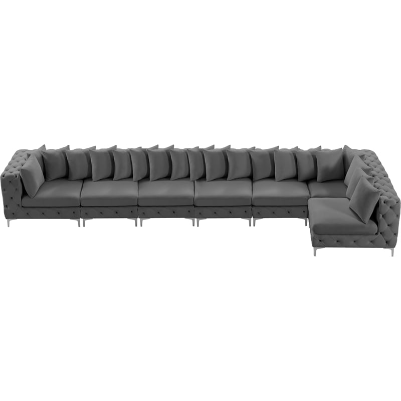 Meridian Furniture Tremblay Grey Velvet Modular Sectional