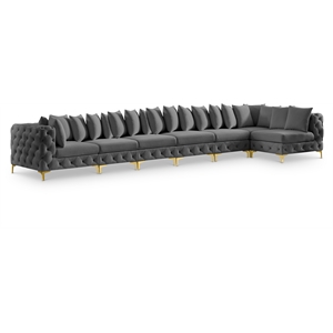 Meridian Furniture Tremblay Grey Velvet Modular Sectional