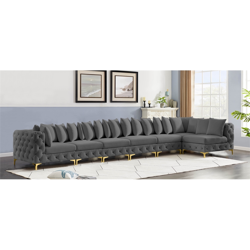 Meridian Furniture Tremblay Grey Velvet Modular Sectional