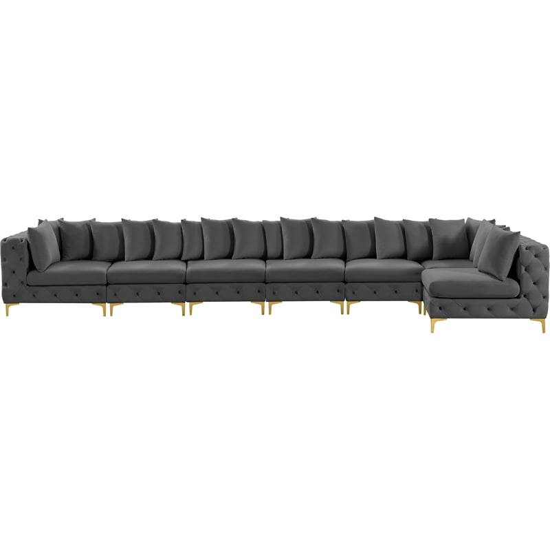 Meridian Furniture Tremblay Grey Velvet Modular Sectional