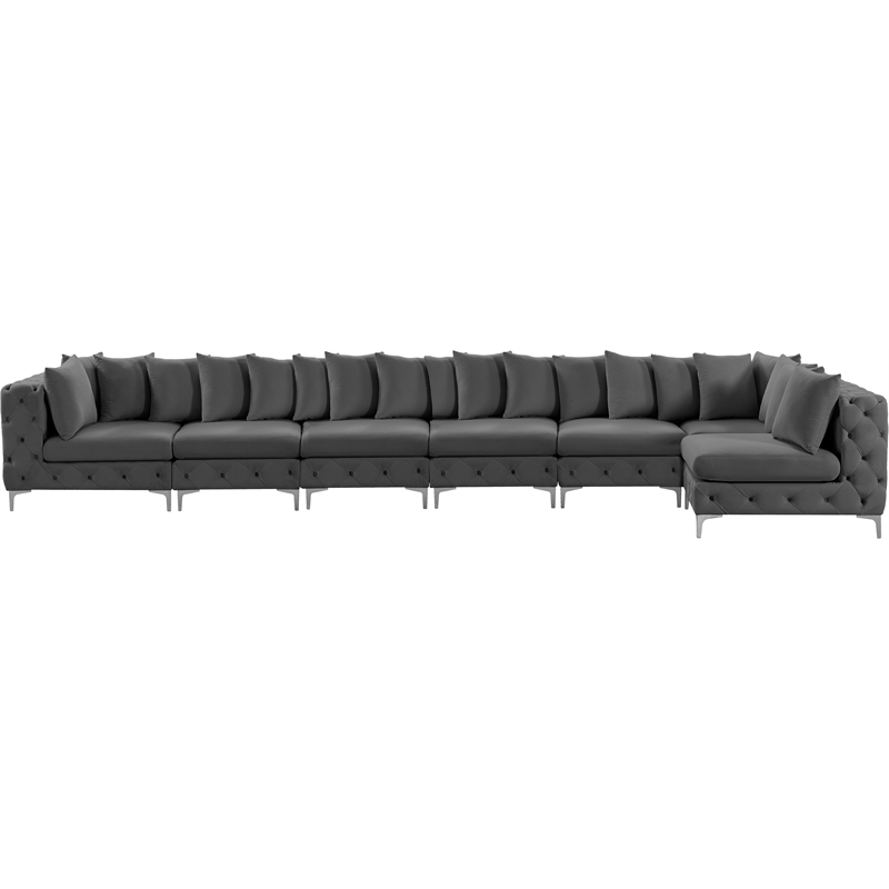 Meridian Furniture Tremblay Grey Velvet Modular Sectional