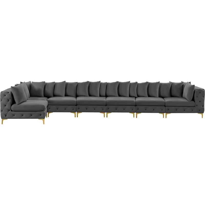 Meridian Furniture Tremblay Grey Velvet Modular Sectional