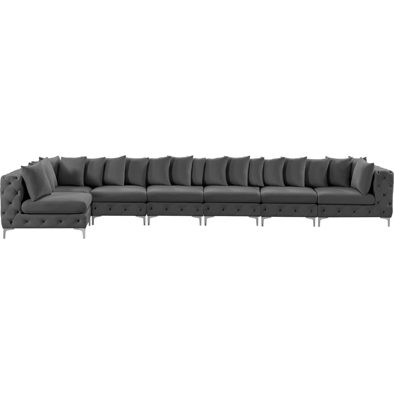 Meridian Furniture Tremblay Grey Velvet Modular Sectional