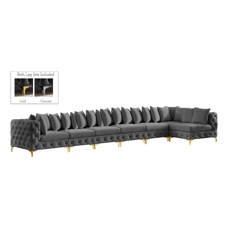 Meridian Furniture Tremblay Grey Velvet Modular Sectional