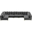 Meridian Furniture Tremblay Velvet Modular Sectional/Pillow in Gray/Gold-Chrome