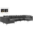 Meridian Furniture Tremblay Velvet Modular Sectional/Pillow in Gray/Gold-Chrome
