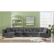 Meridian Furniture Tremblay Velvet Modular Sectional/Pillow in Gray/Gold-Chrome