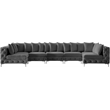 Meridian Furniture Tremblay Velvet Modular Sectional/Pillow in Gray/Gold-Chrome