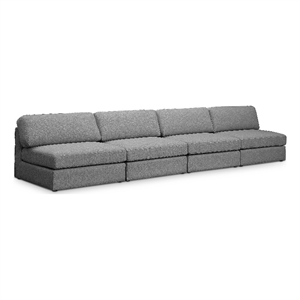 Meridian Furniture Beckham Grey Durable Linen Textured Fabric Modular Sofa