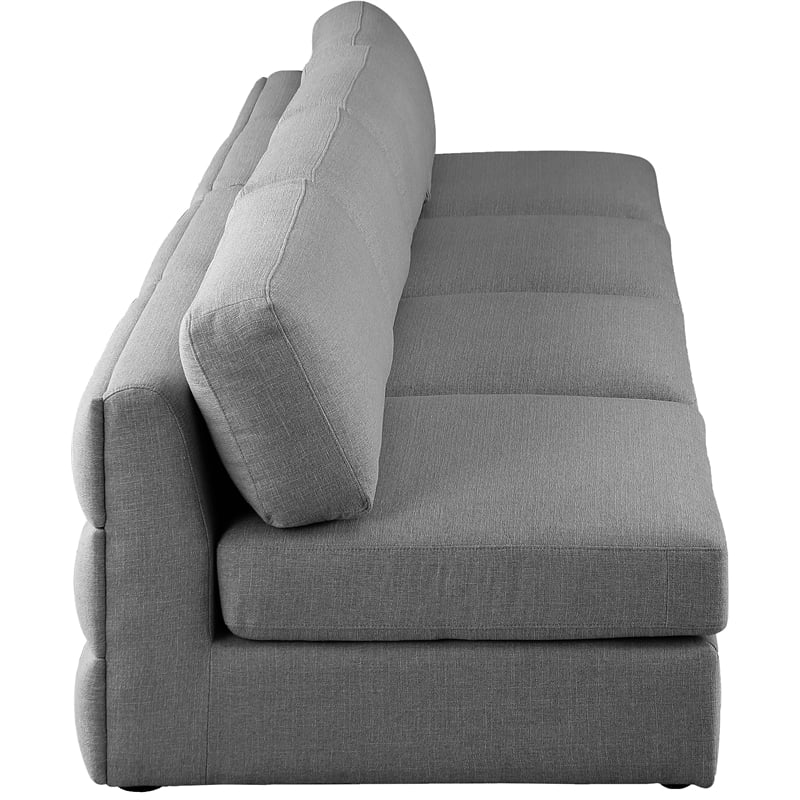 Meridian Furniture Beckham Grey Durable Linen Textured Fabric Modular Sofa